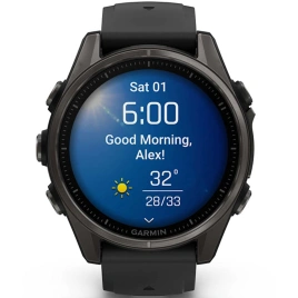 Смарт-часы Garmin Fenix 8 43mm Amoled Sapphire (010-02903-21) Carbon Gray DLC Titanium with Black/Pebble Gray Silicone Band