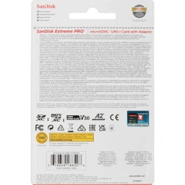 Карта памяти Sandisk Extreme Pro MicroSDXC Class 10/UHS-I/U3/V30/A2 SDSQXCD-128G-GN6MA + адаптер