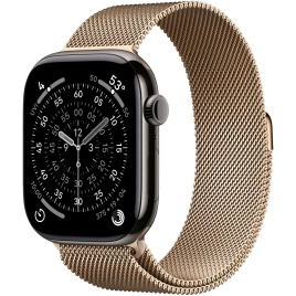 Смарт-часы Apple Watch Series 11 42mm Slate Titanium Case with Gold Milanese Loop
