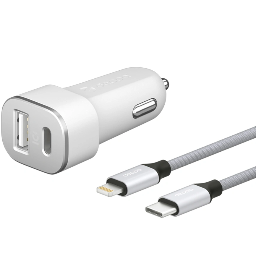 Автомобильное зарядное устройство Deppa 18W USB-A/USB-C 11292 White фото 1