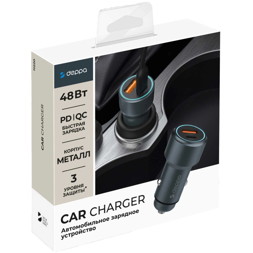 Автомобильное зарядное устройство Deppa 48W USB-A/USB-C Gray (11220) фото 2