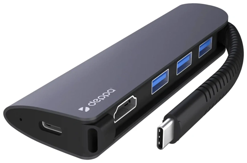 Хаб Deppa USB-C 5 в 1 (73125) Space Gray фото 1