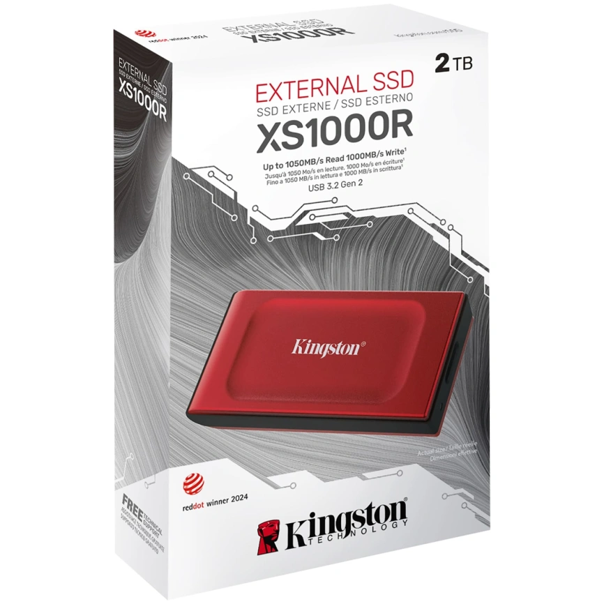Внешний SSD накопитель Kingston XS1000 USB 3.2 2TB Red (SXS1000R/2000G) фото 3