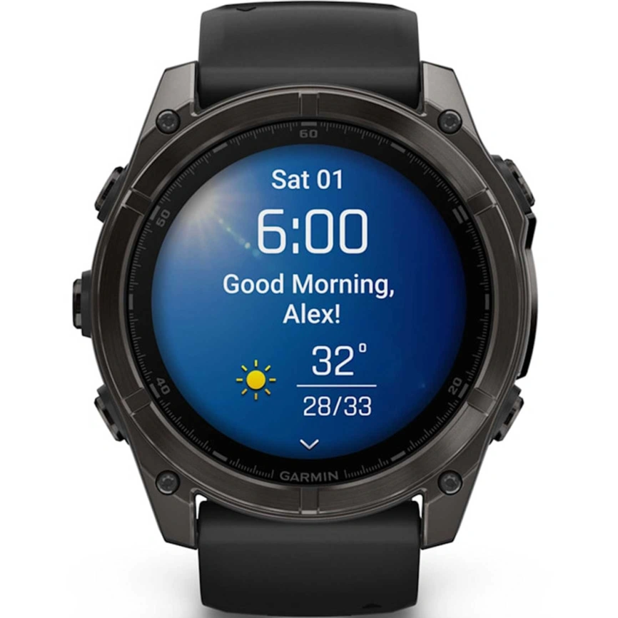 Смарт-часы Garmin Fenix 8 51mm Amoled Sapphire (010-02905-21) Carbon Gray DLC Titanium with Black/Pebble Gray Silicone Band фото 2
